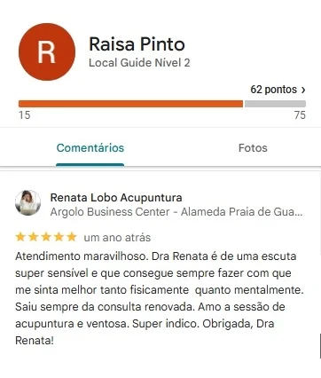 Depoimento de Raisa Pinto sobre os benefícios da acupuntura na Praia do Flamengo.